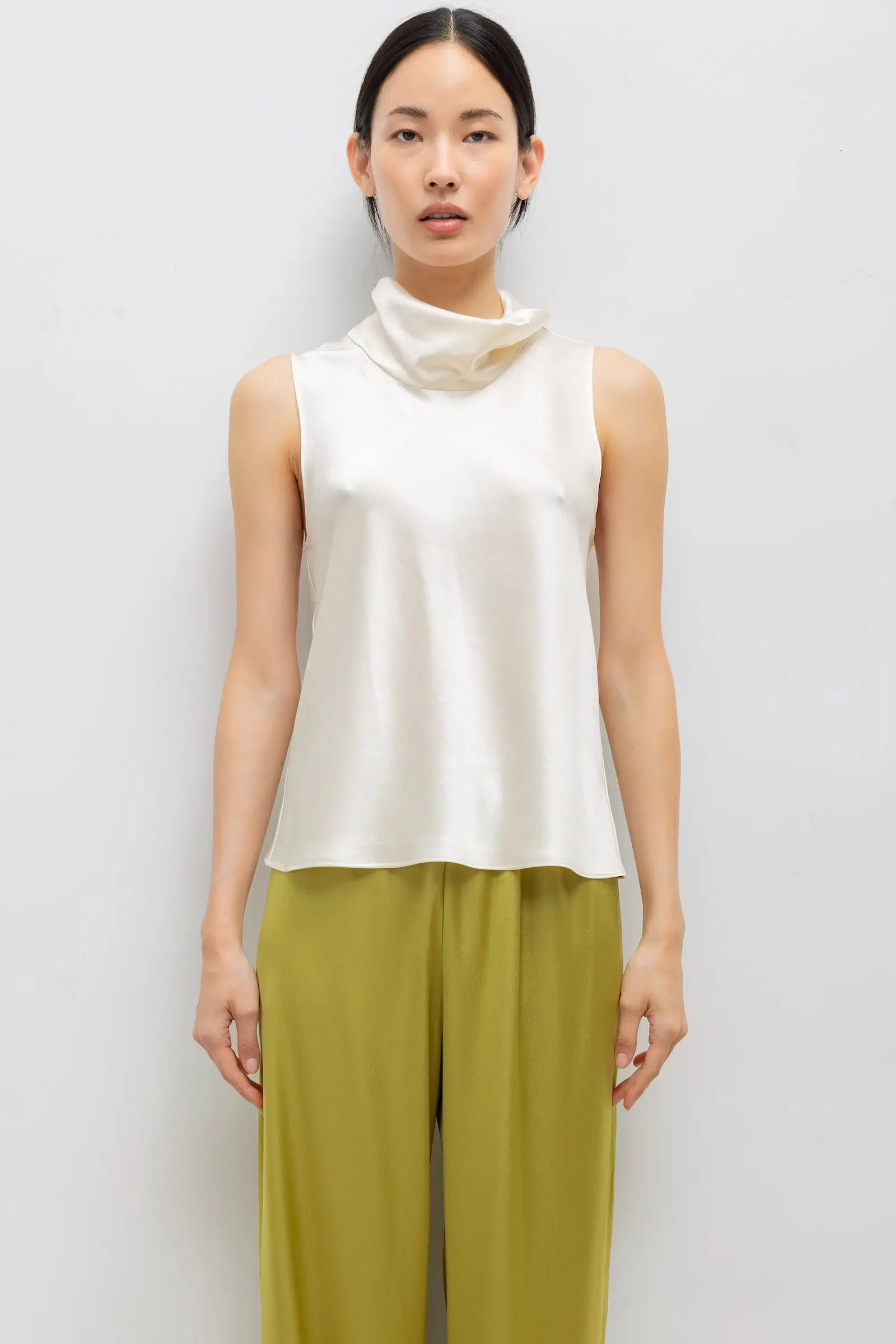 Barb Sleeveless Cowl Neck