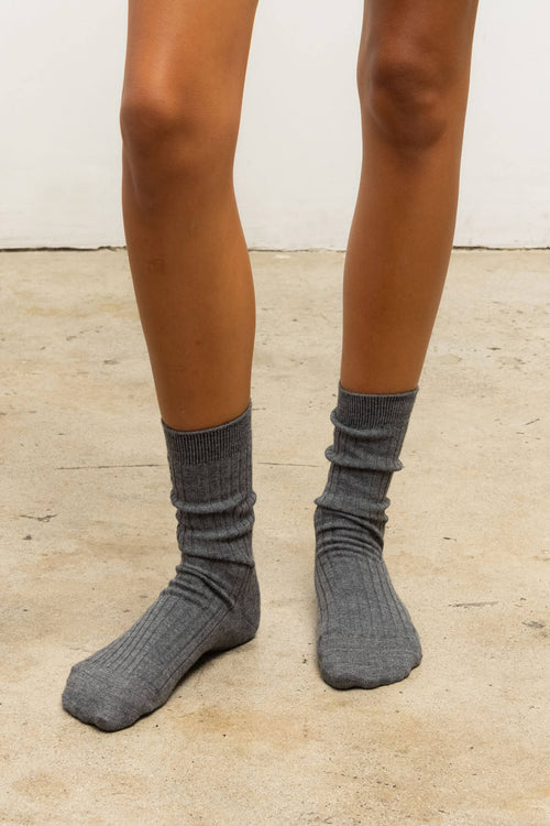 James Rib Socks - Grey Melange - Image 4