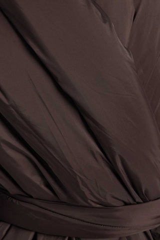 Close up of bo in chocolate fabric