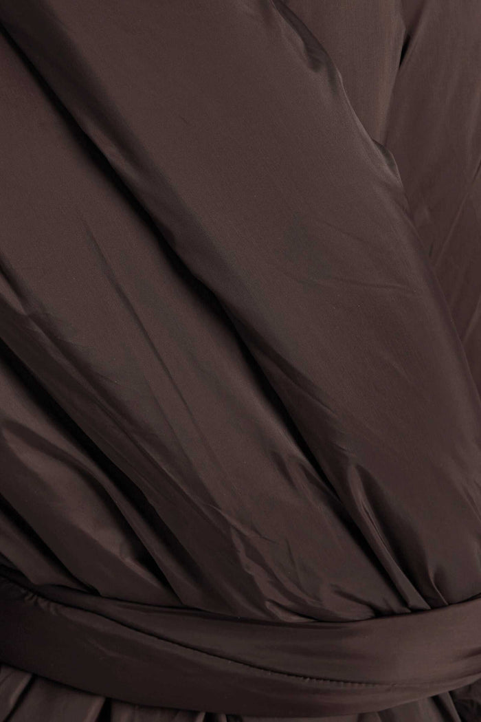 Close up of bo in chocolate fabric