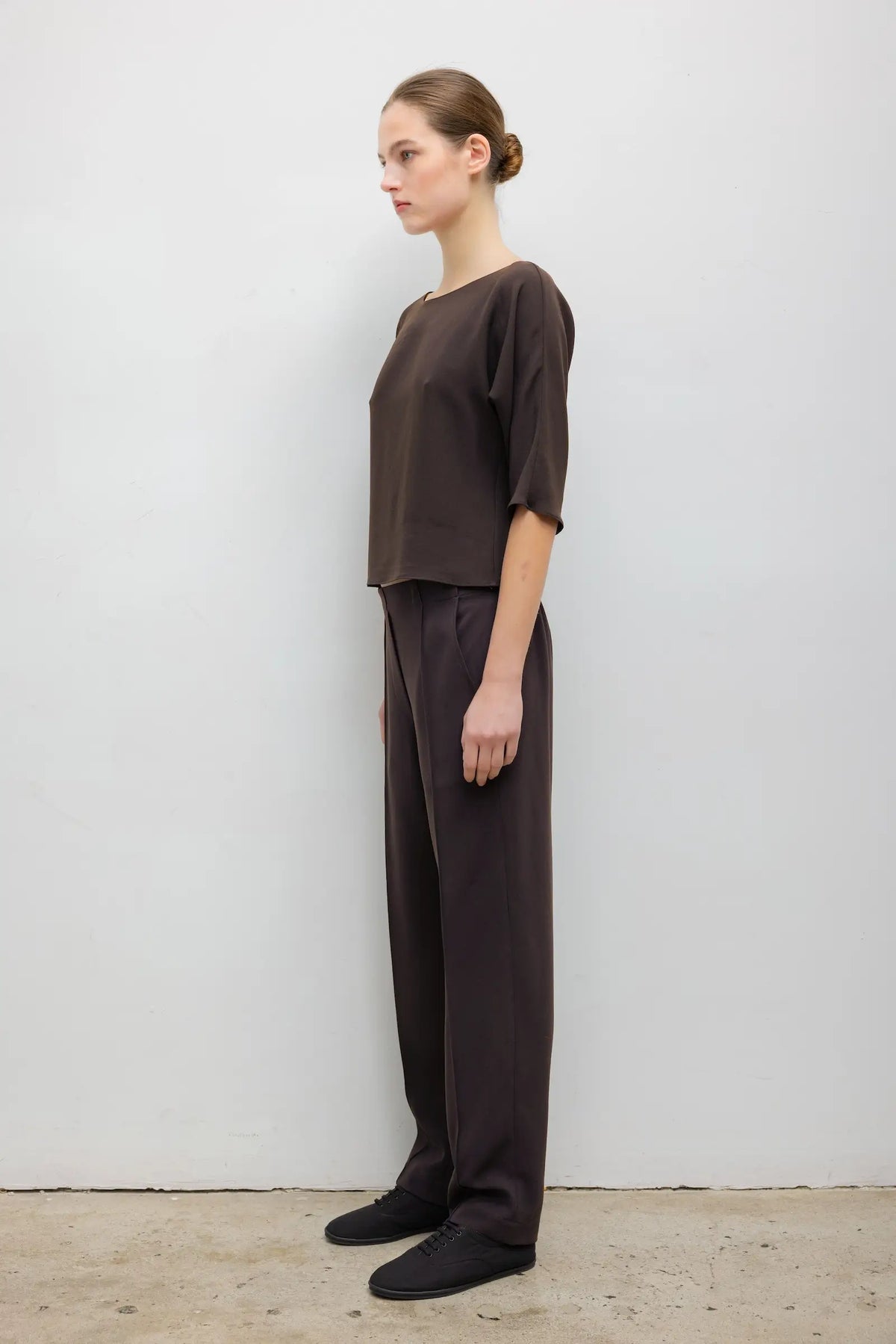 Pre-Order: Ari Short Sleeve Dolman Top - Chocolate - Image 5