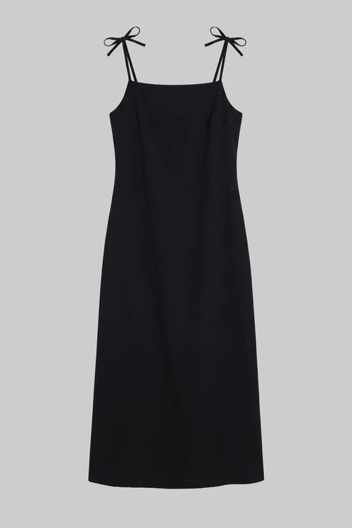 Pre-Order: Arielle Tie Strap Midi Dress - Black - Image 2