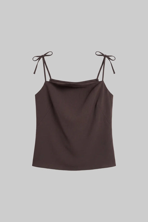 Pre-Order: Arielle Tie Strap Tank - Chocolate - Image 2