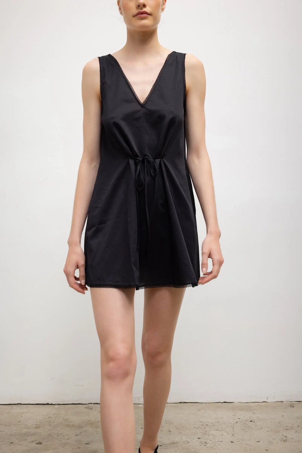 Yoko Lace V Neck Mini Dress - Black - Image 4