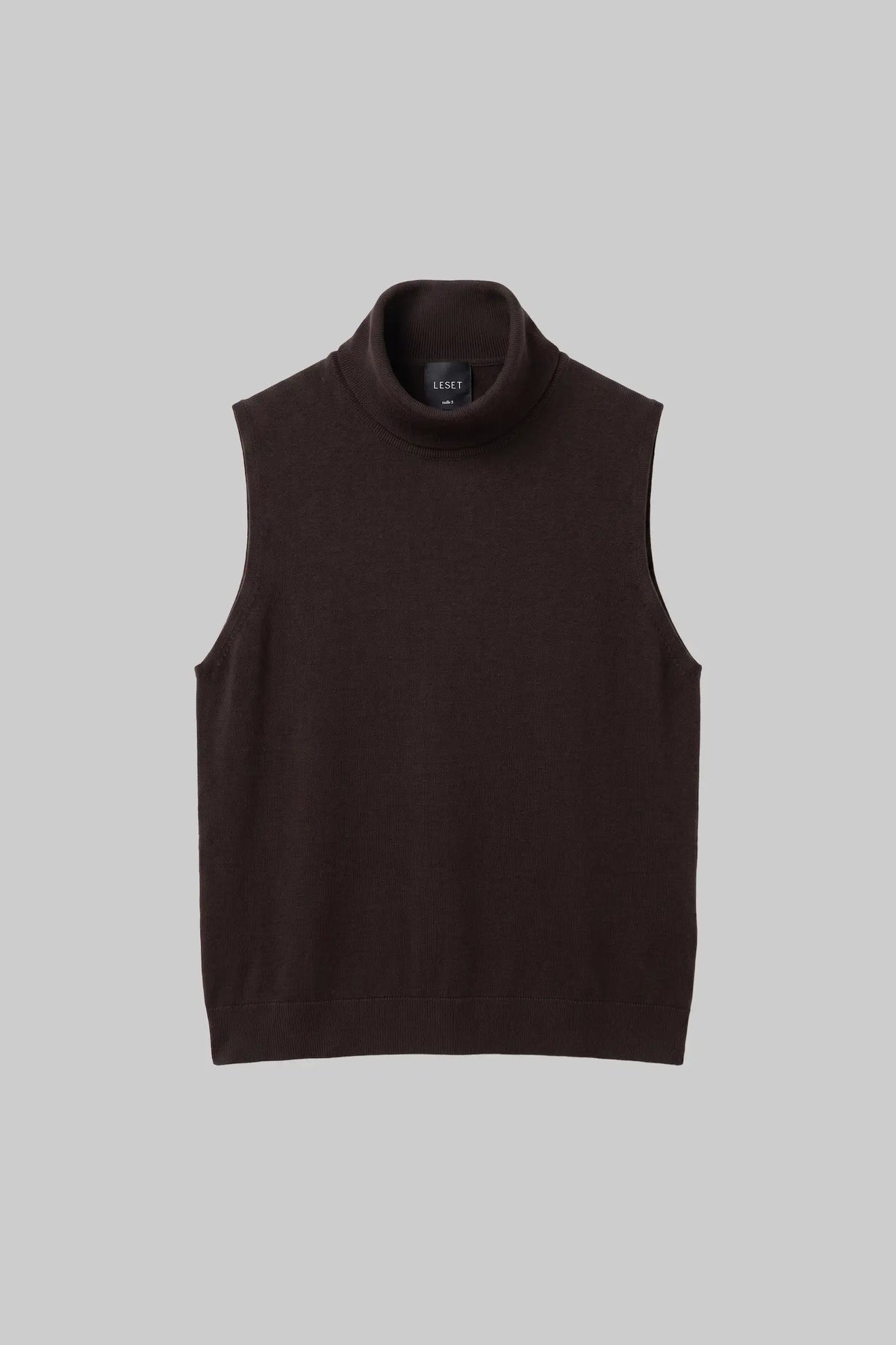 James Sleeveless Turtleneck - Chocolate - Image 2