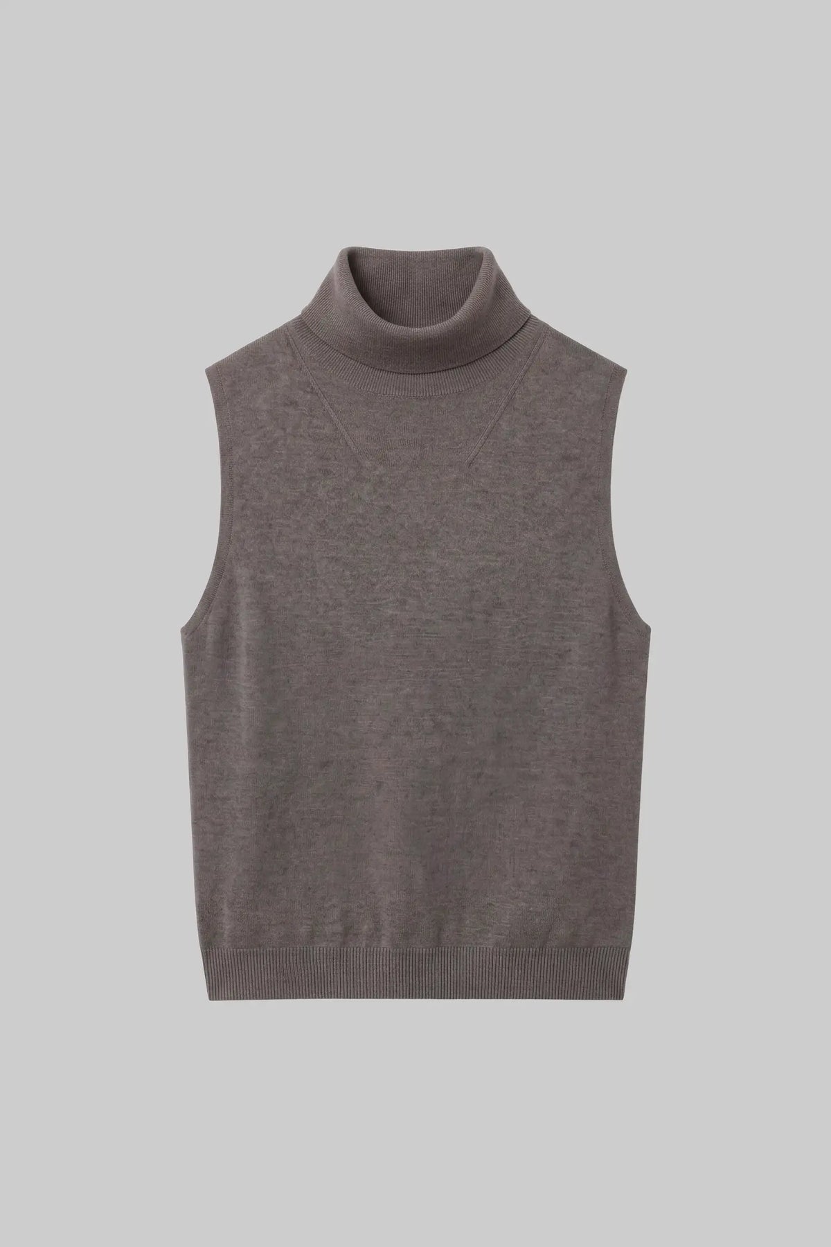 James Sleeveless Turtleneck - Chocolate Melange - Image 2