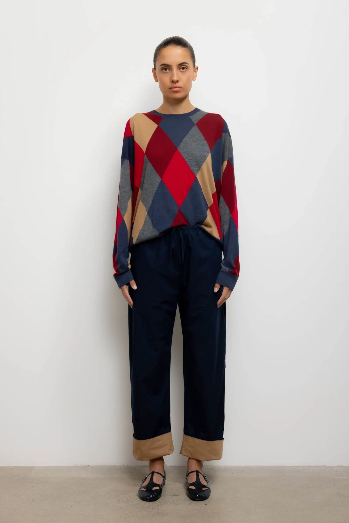 James Argyle Oversized Crew - Framboise Argyle - Image 3