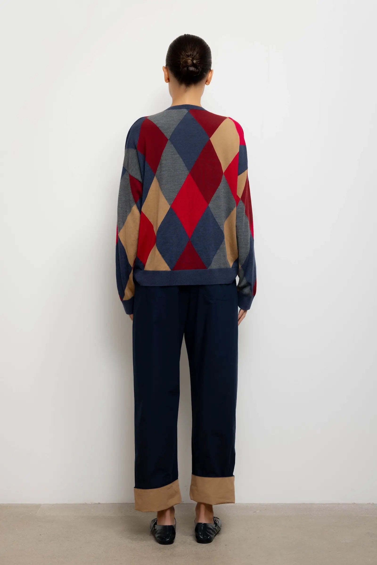James Argyle Oversized Crew - Framboise Argyle - Image 7