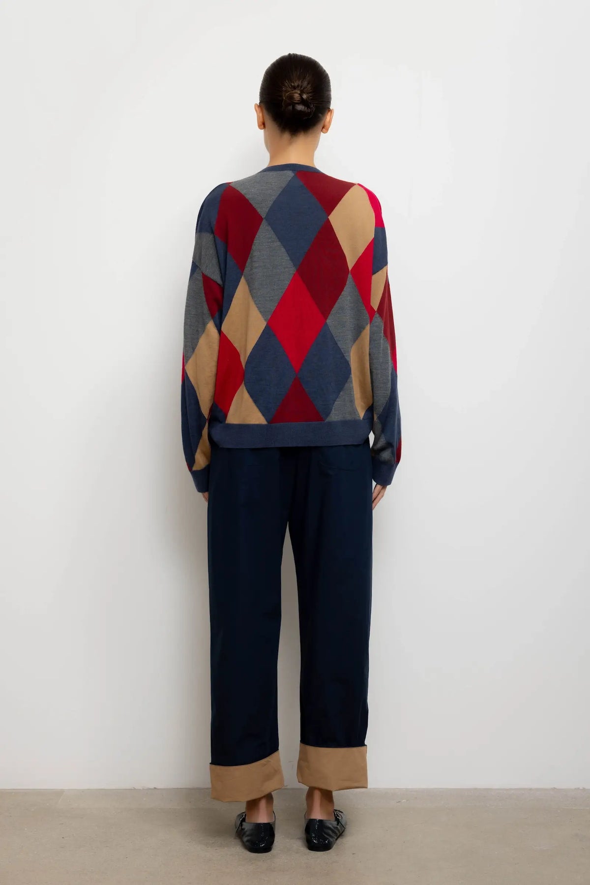 James Argyle Oversized Crew - Framboise Argyle - Image 7