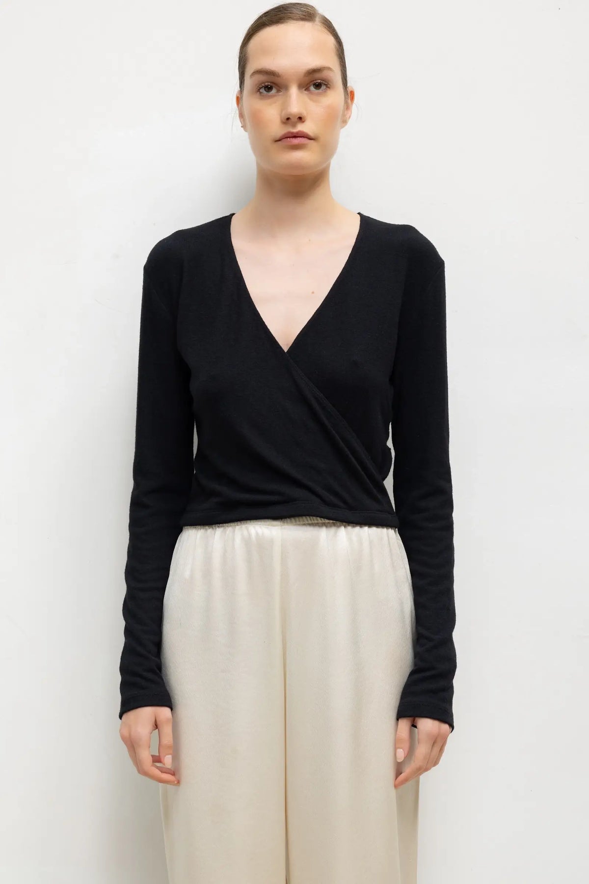 Lauren Wrap Top - Black - Image 1