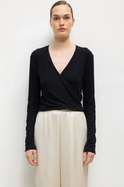 Lauren Wrap Top - Black - Image 1