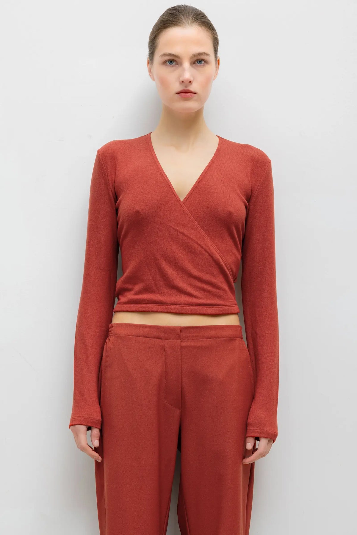 Lauren Wrap Top - Rust - Image 1