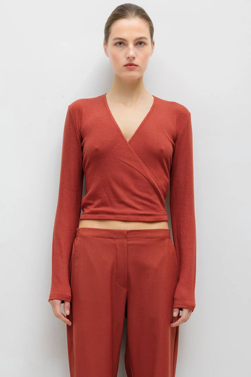 Lauren Wrap Top - Rust - Image 1