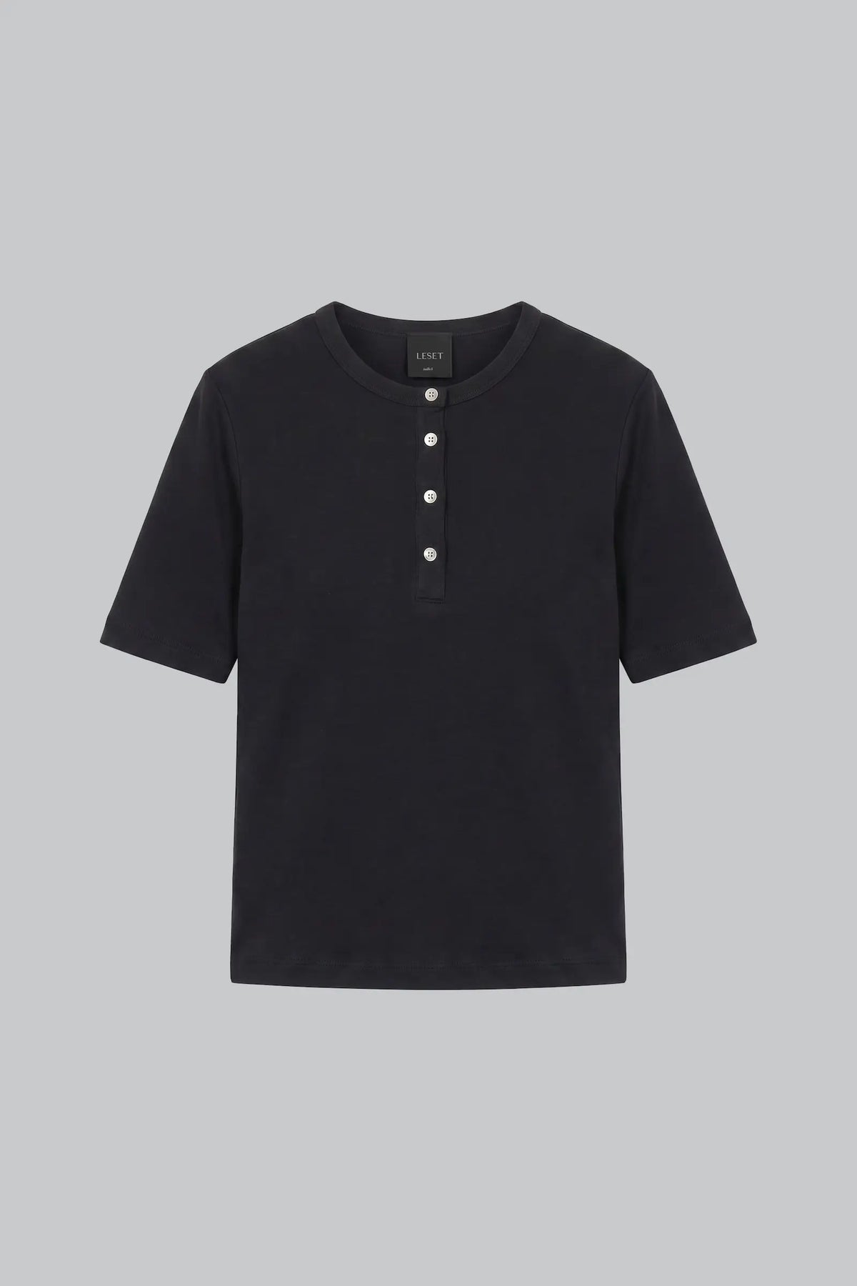 Nando Short Sleeve Henley - Black - Image 3