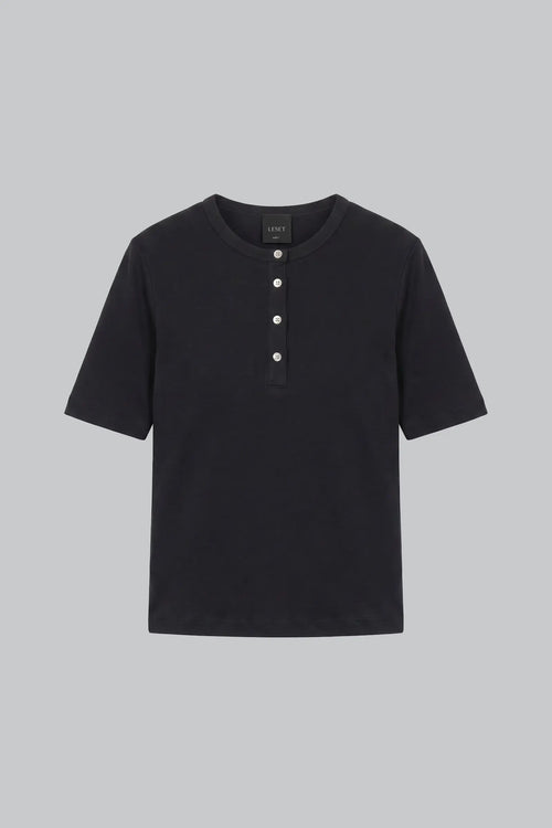 Nando Short Sleeve Henley - Black - Image 3