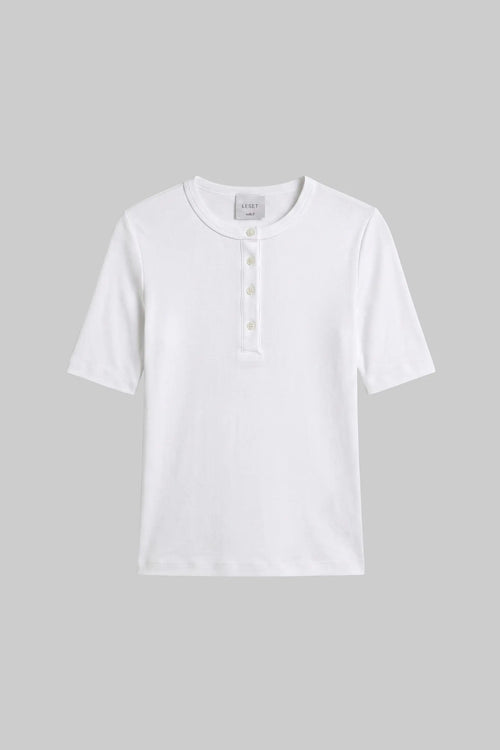 Nando Short Sleeve Henley - White - Image 2