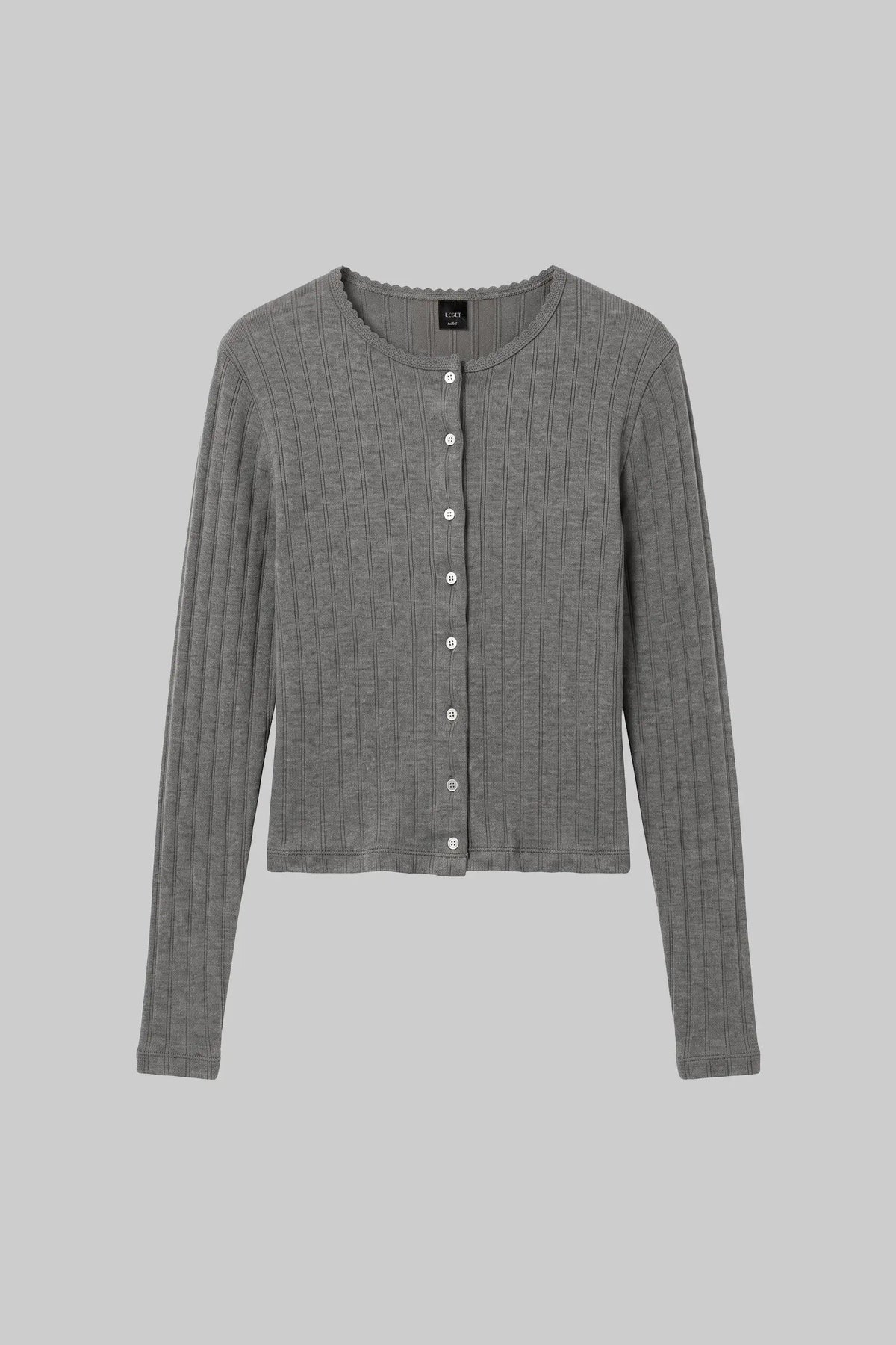 Pre-Order: Pointelle Classic Cardigan II - Granite - Image 2