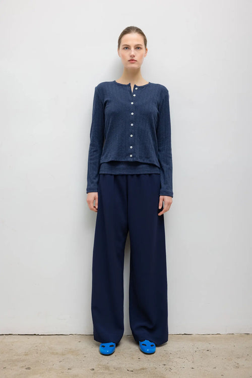 Pointelle Classic Cardigan II - Midnight Melange - Image 2