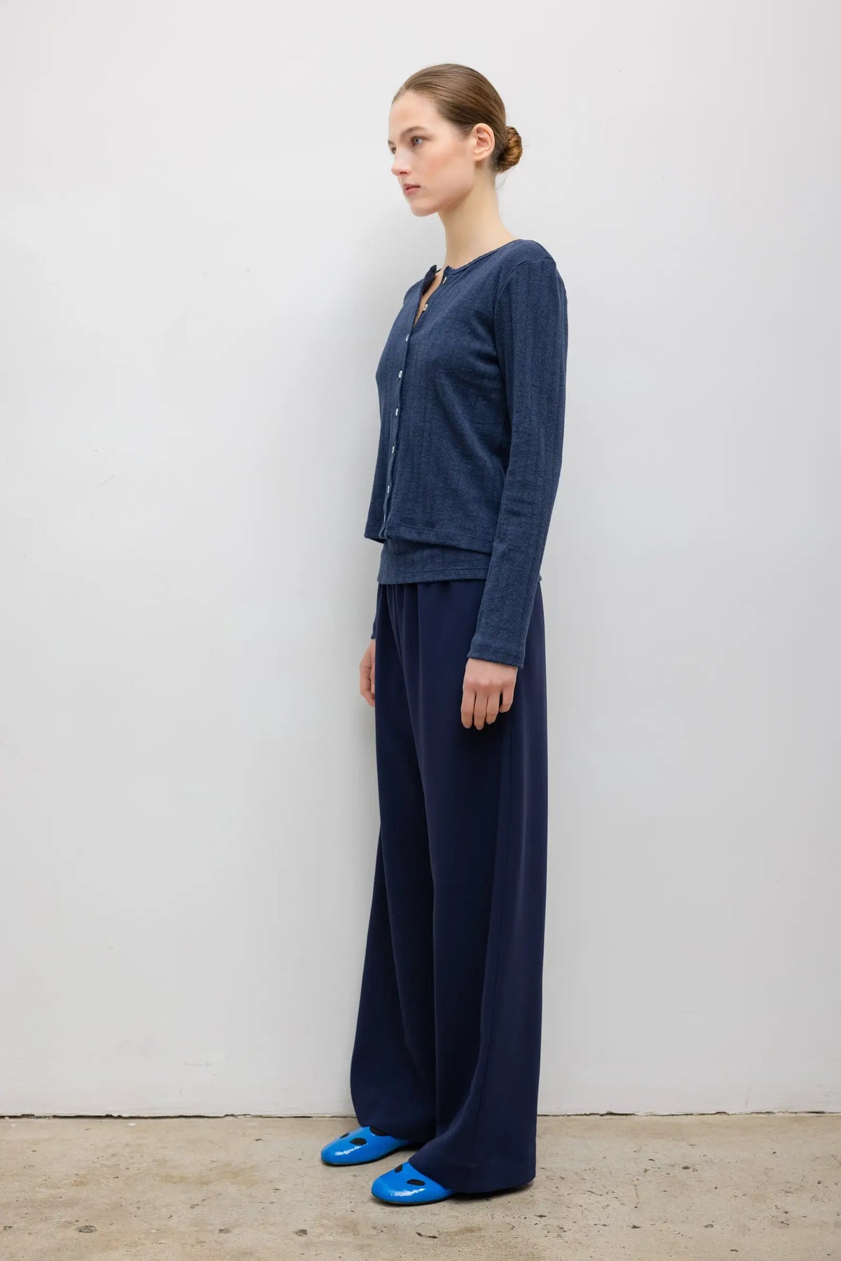 Pointelle Classic Cardigan II - Midnight Melange - Image 4