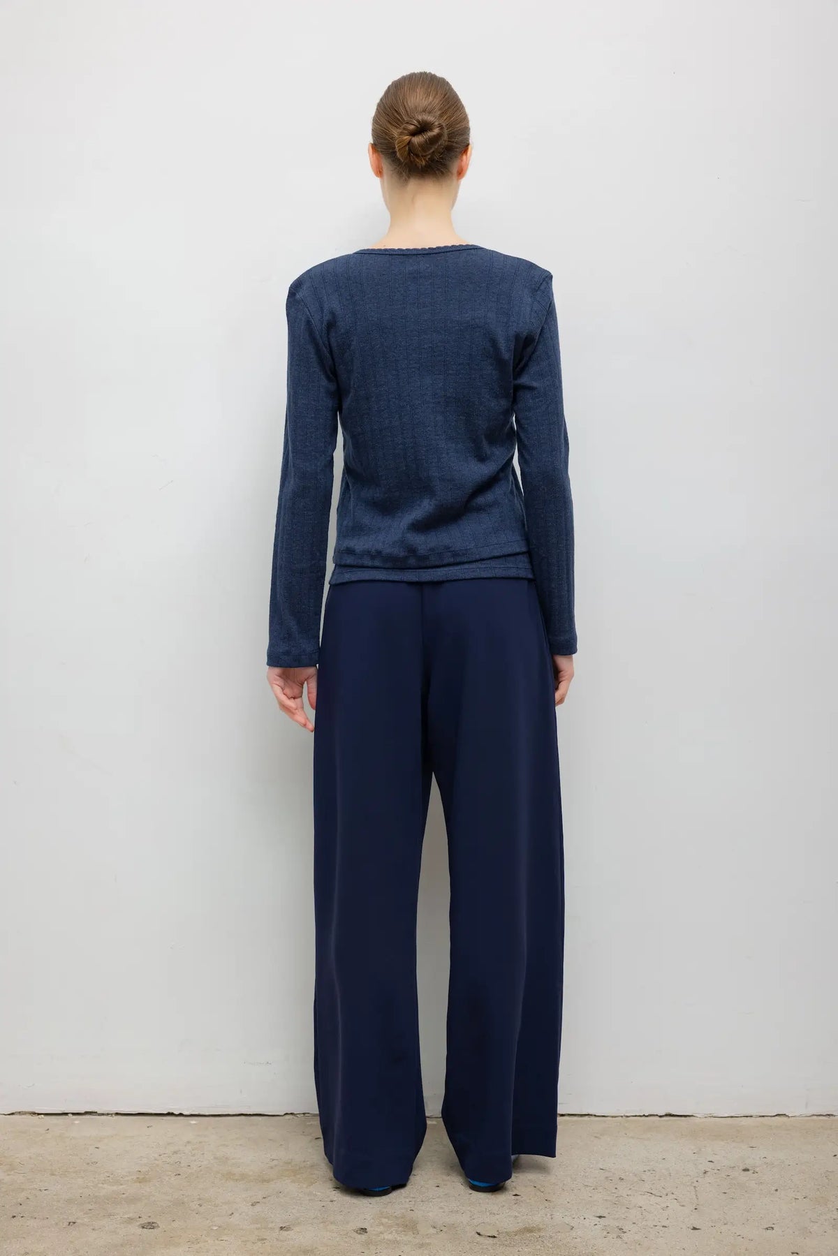 Pointelle Classic Cardigan II - Midnight Melange - Image 5