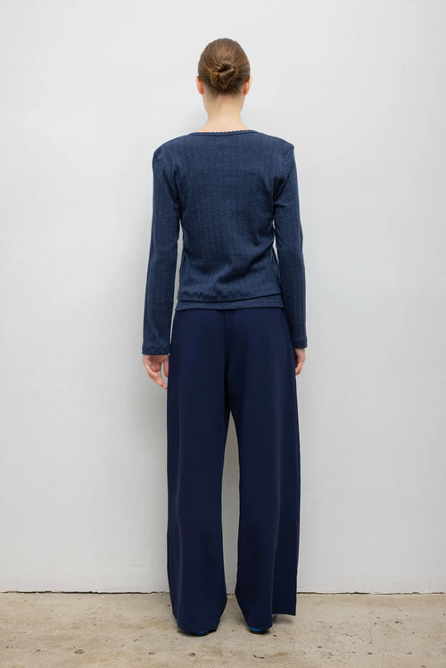Pointelle Classic Cardigan II - Midnight Melange - Image 5