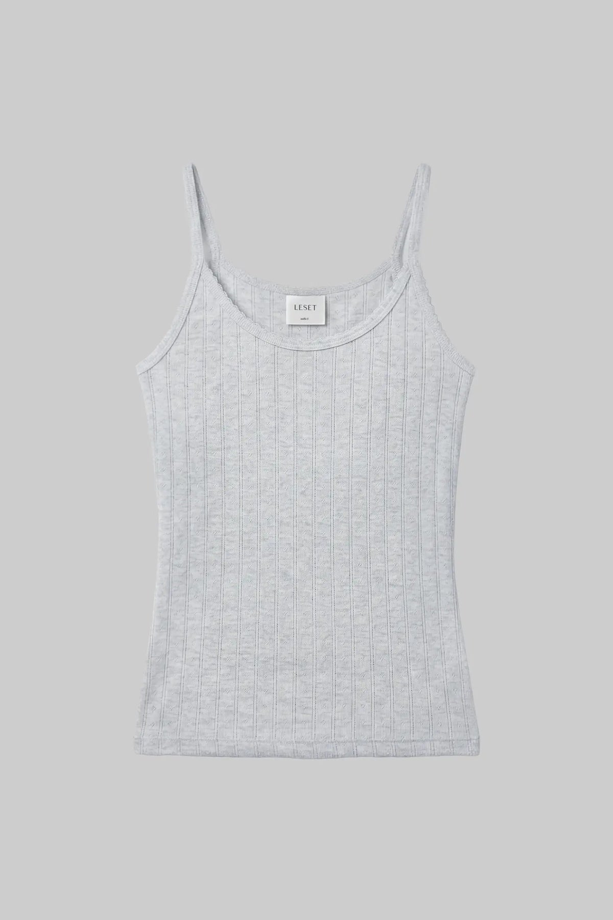 Pointelle Tank - Light Grey Melange - Image 2