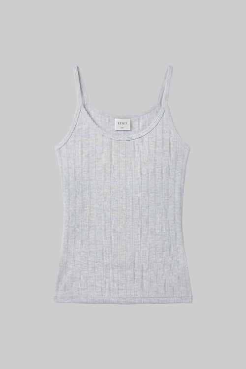 Pointelle Tank - Light Grey Melange - Image 2