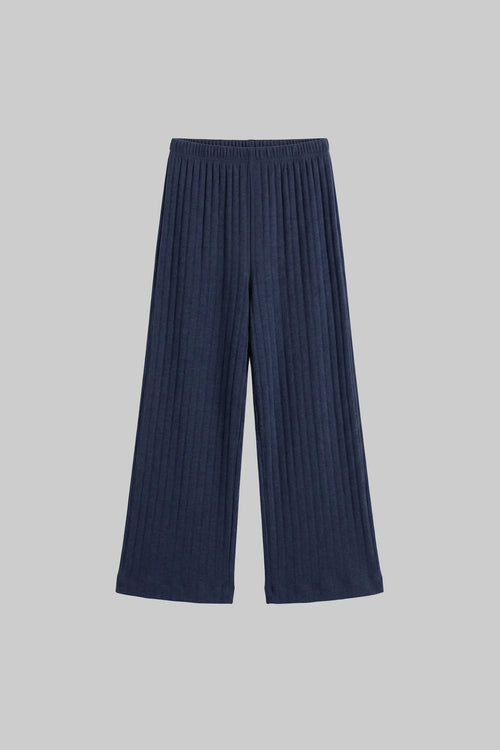 Pointelle Crop Wide Leg Pant - Midnight Melange - Image 2