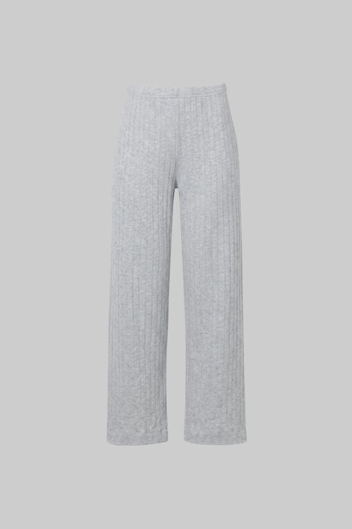 Pointelle Crop Wide Leg Pant - Light Grey Melange - Image 2