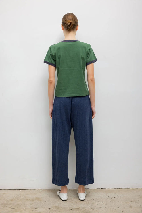 Pointelle Crop Wide Leg Pant - Midnight Melange - Image 5