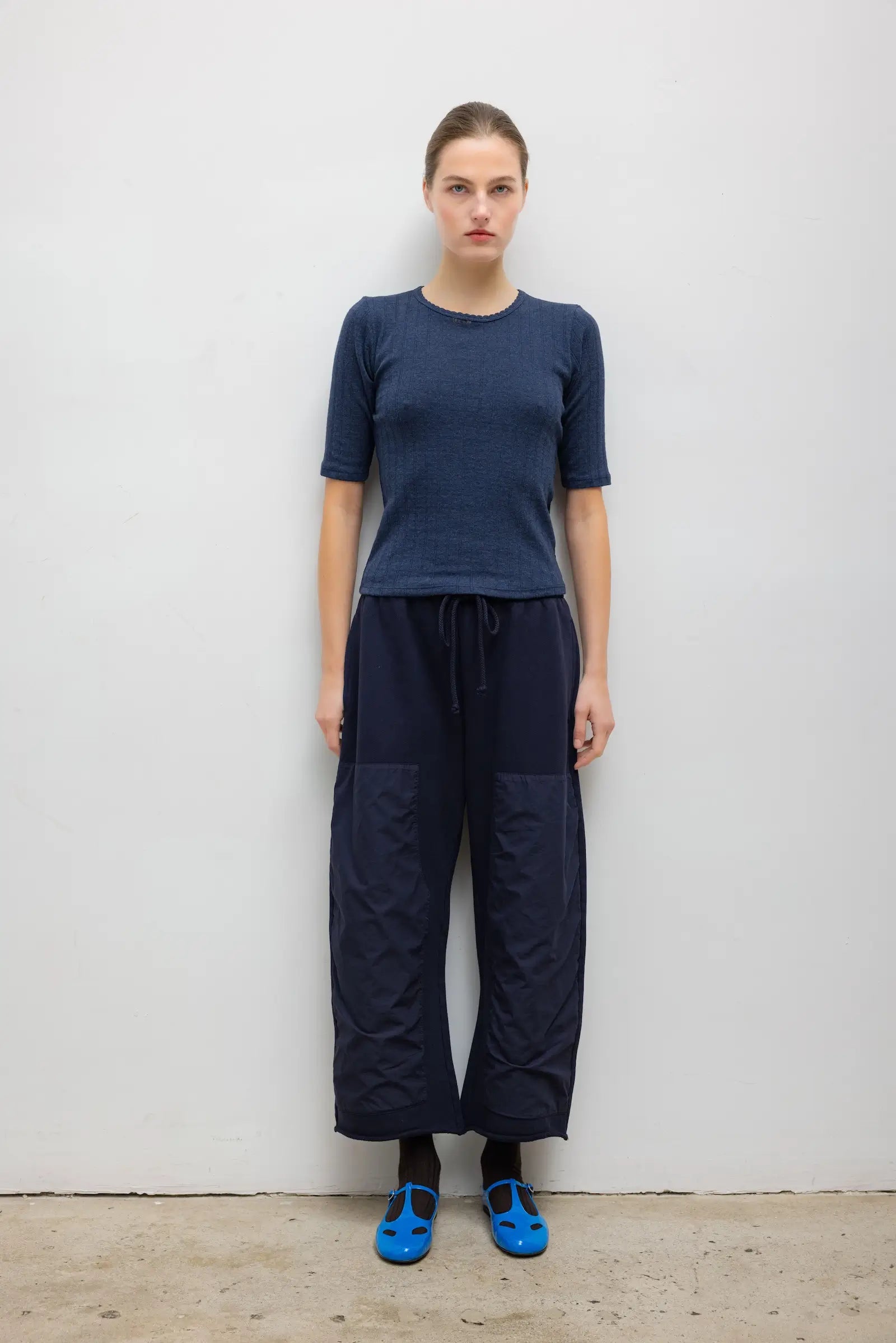 Pointelle Mid Sleeve Slim Fit Tee