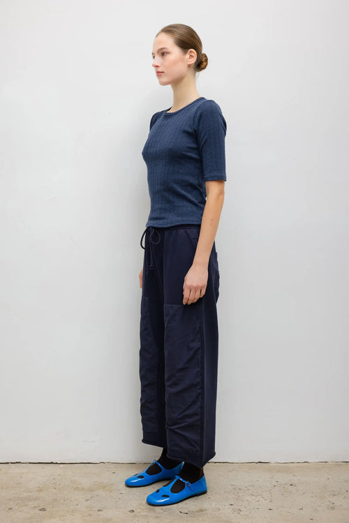 Pointelle Mid Sleeve Slim Fit Tee - Midnight Melange - Image 4