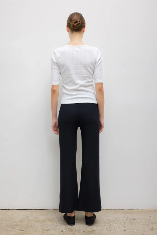 Pointelle Mid Sleeve Slim Fit Tee - White - Image 7