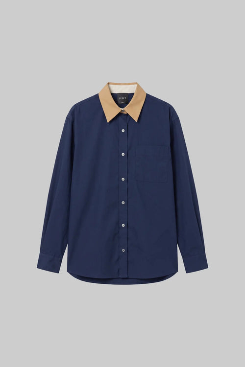 Yoshi Contrast Classic Button Down - Midnight/Chalk/Camel - Image 2
