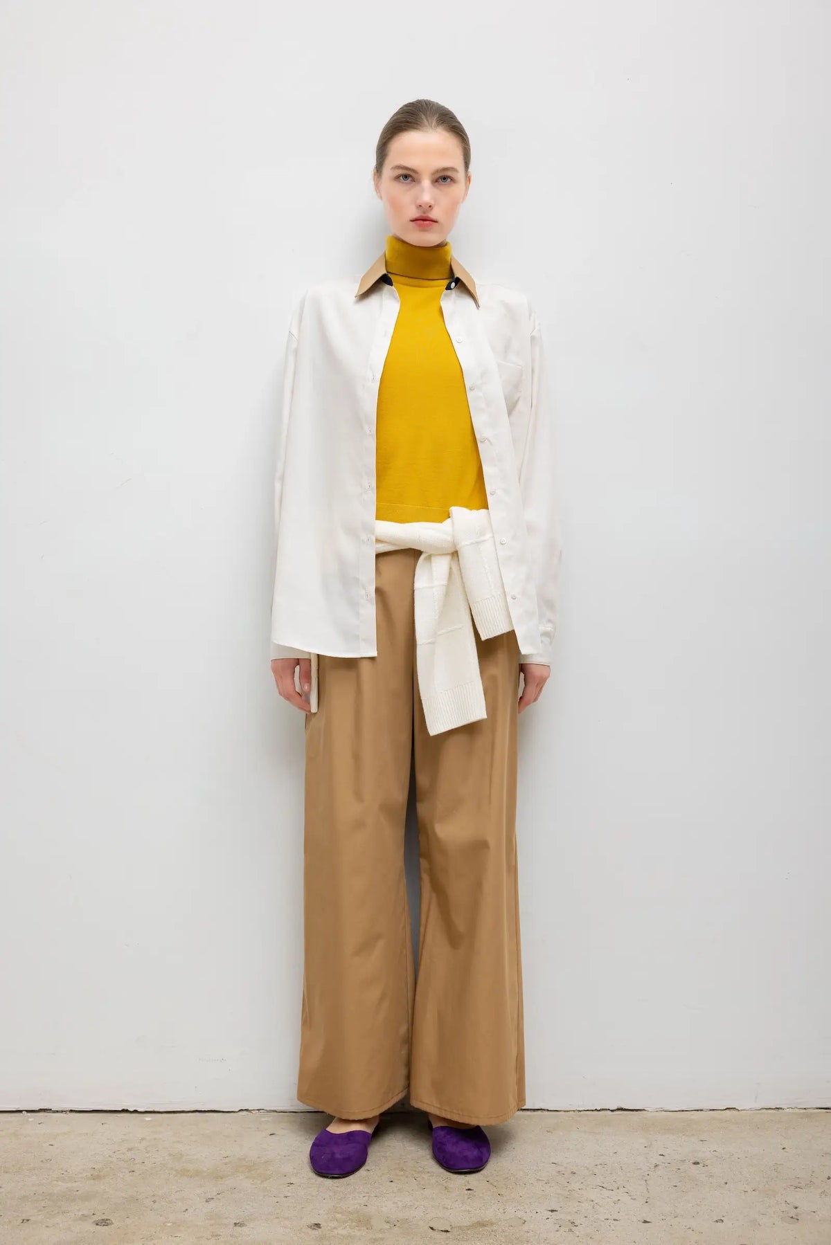 Yoshi Contrast Classic Button Down - Chalk/Camel/Midnight - Image 2