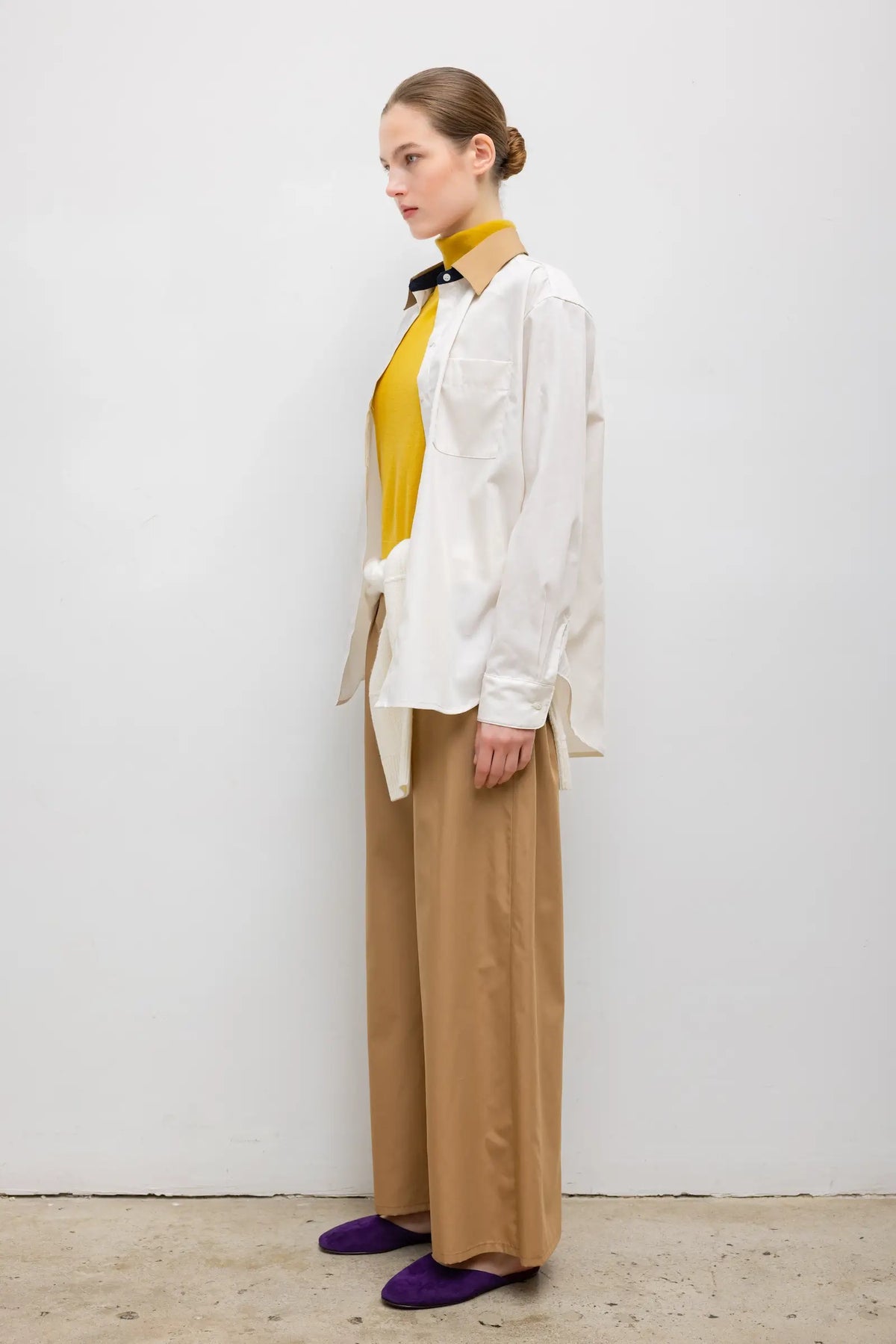 Yoshi Contrast Classic Button Down - Chalk/Camel/Midnight - Image 4