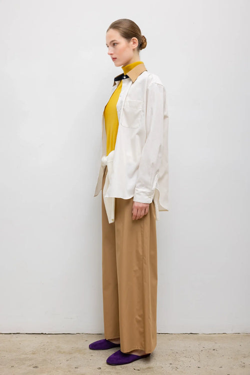 Yoshi Contrast Classic Button Down - Chalk/Camel/Midnight - Image 4