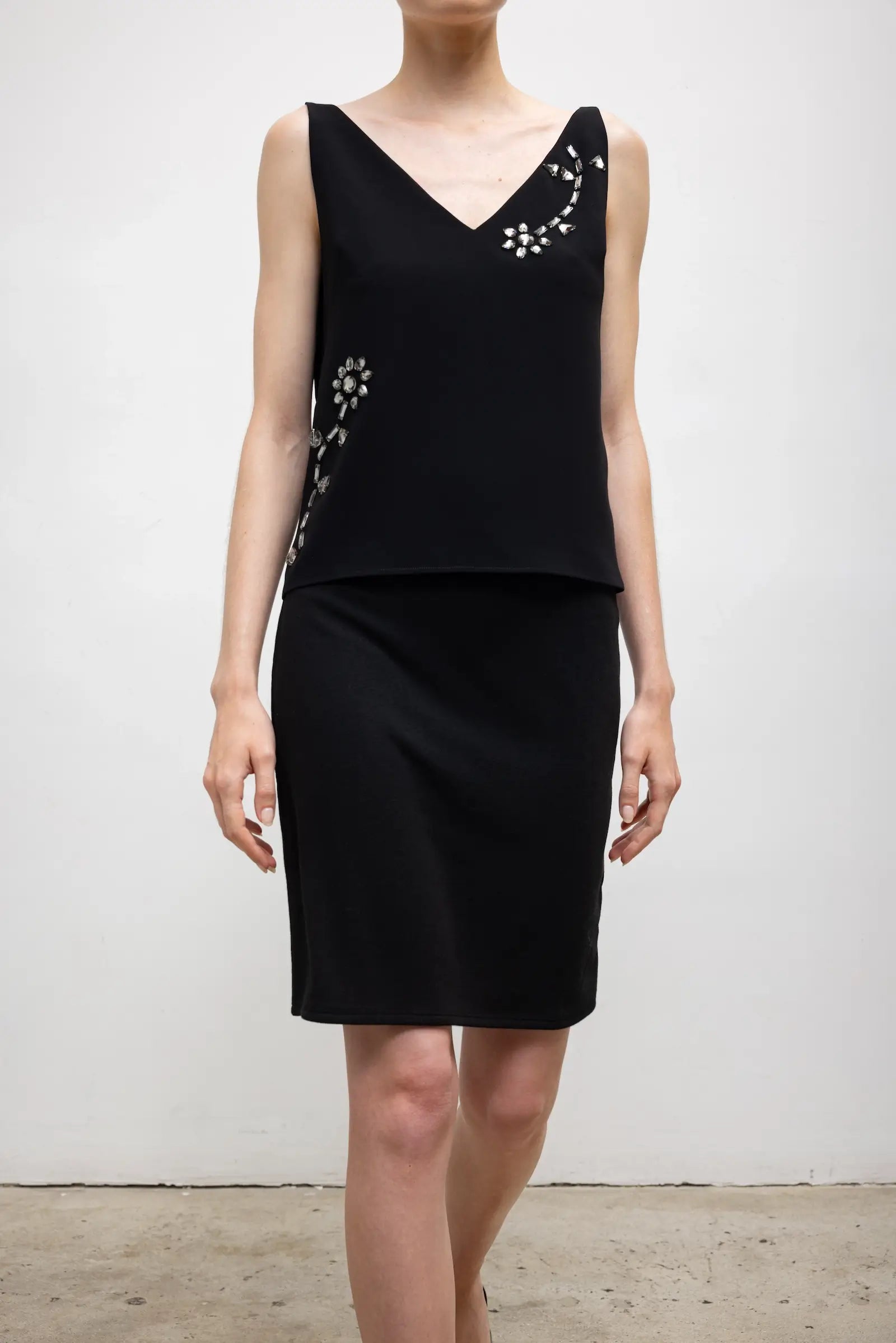 Pre-Order: Arielle Embroidered V Neck Tank