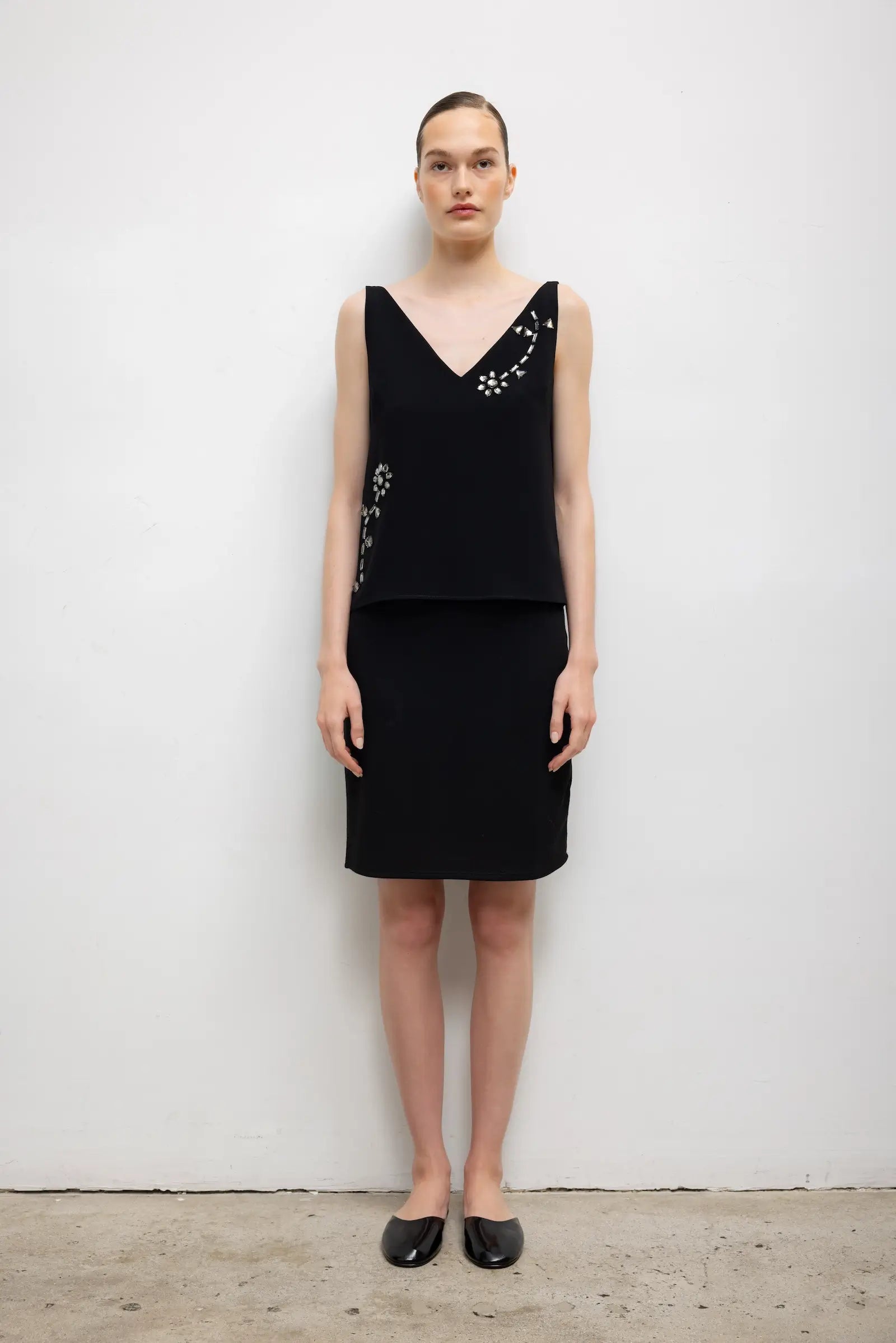 Pre-Order: Arielle Embroidered V Neck Tank