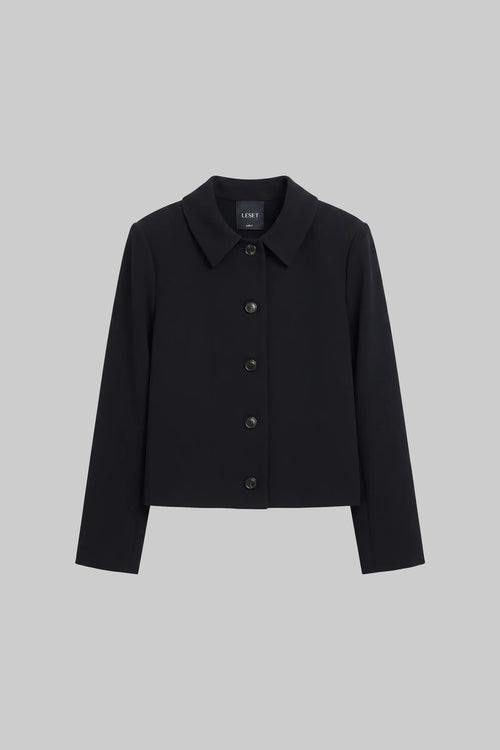 Arielle Bonded Collared Jacket - Black - Image 2