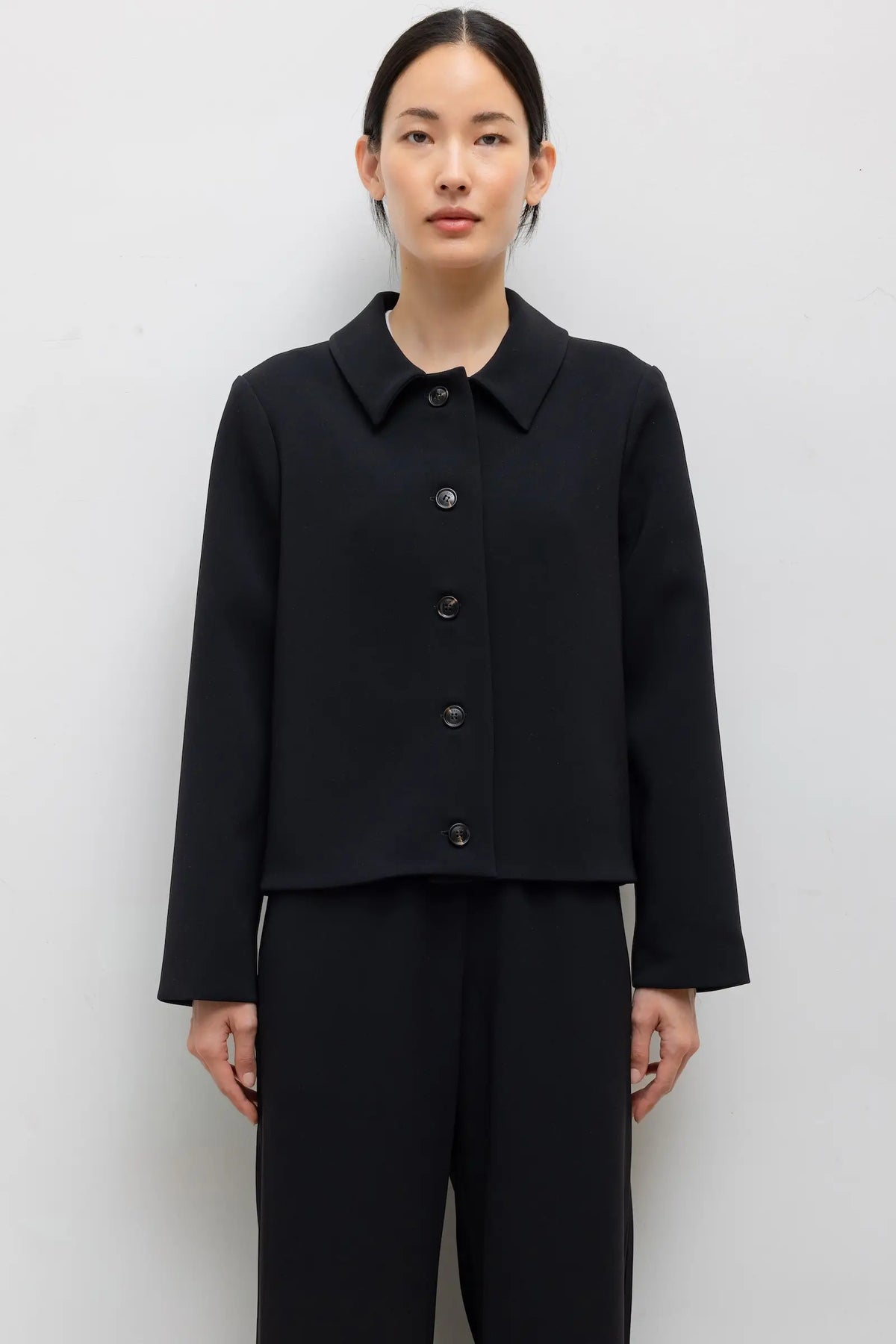 Arielle Bonded Collared Jacket - Black - Image 1