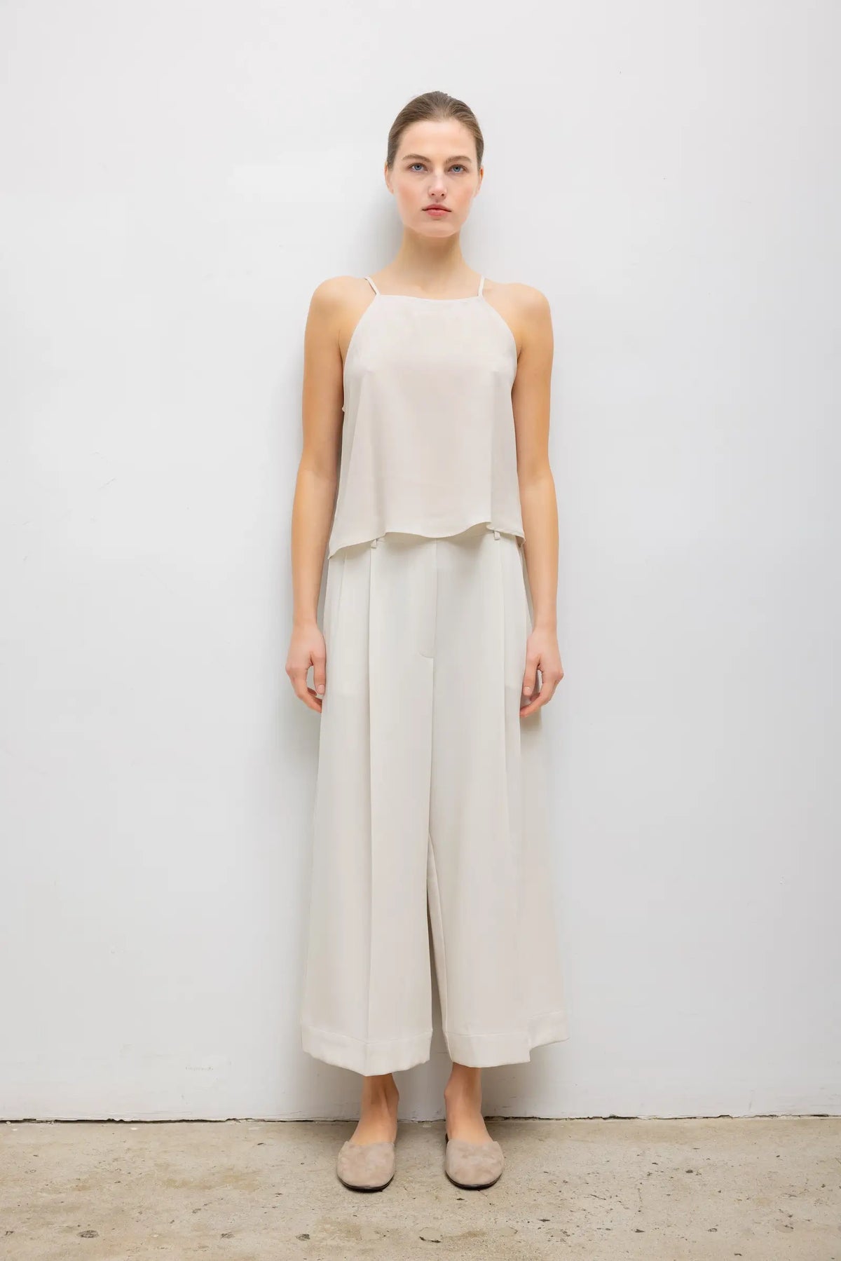 Arielle Crop Wide Leg Trouser - Moon - Image 1