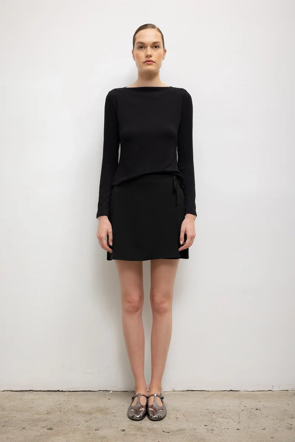 Pre-Order: Arielle Tie Mini Skirt - Black - Image 1