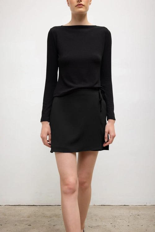 Pre-Order: Arielle Tie Mini Skirt - Black - Image 4