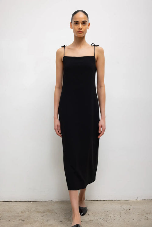 Pre-Order: Arielle Tie Strap Midi Dress - Black - Image 3