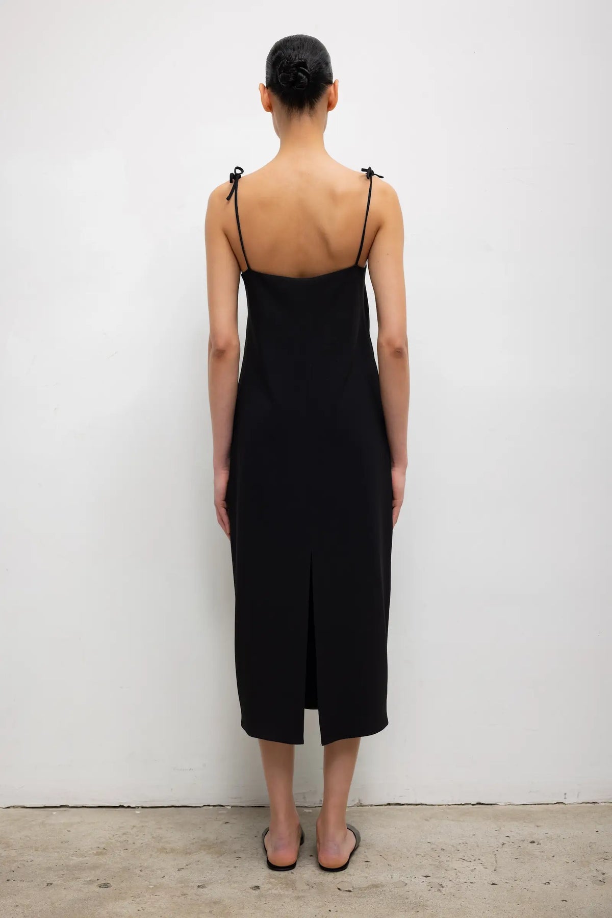 Pre-Order: Arielle Tie Strap Midi Dress - Black - Image 6