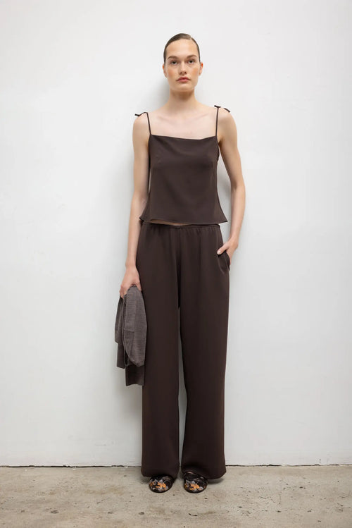 Pre-Order: Arielle Tie Strap Tank - Chocolate - Image 3