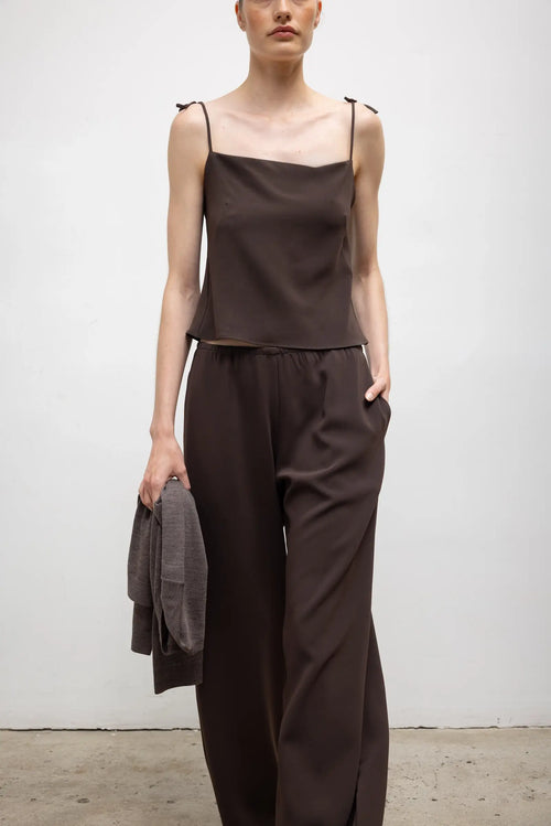 Pre-Order: Arielle Tie Strap Tank - Chocolate - Image 5
