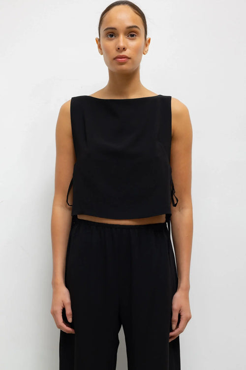 Ari Boatneck Tie Top - Black - Image 1
