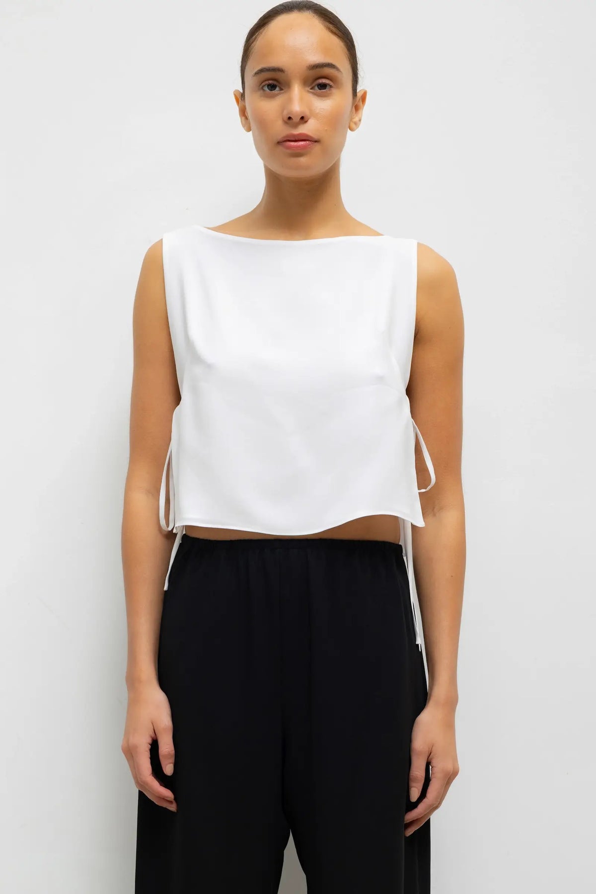 Ari Boatneck Tie Top - Ice - Image 1